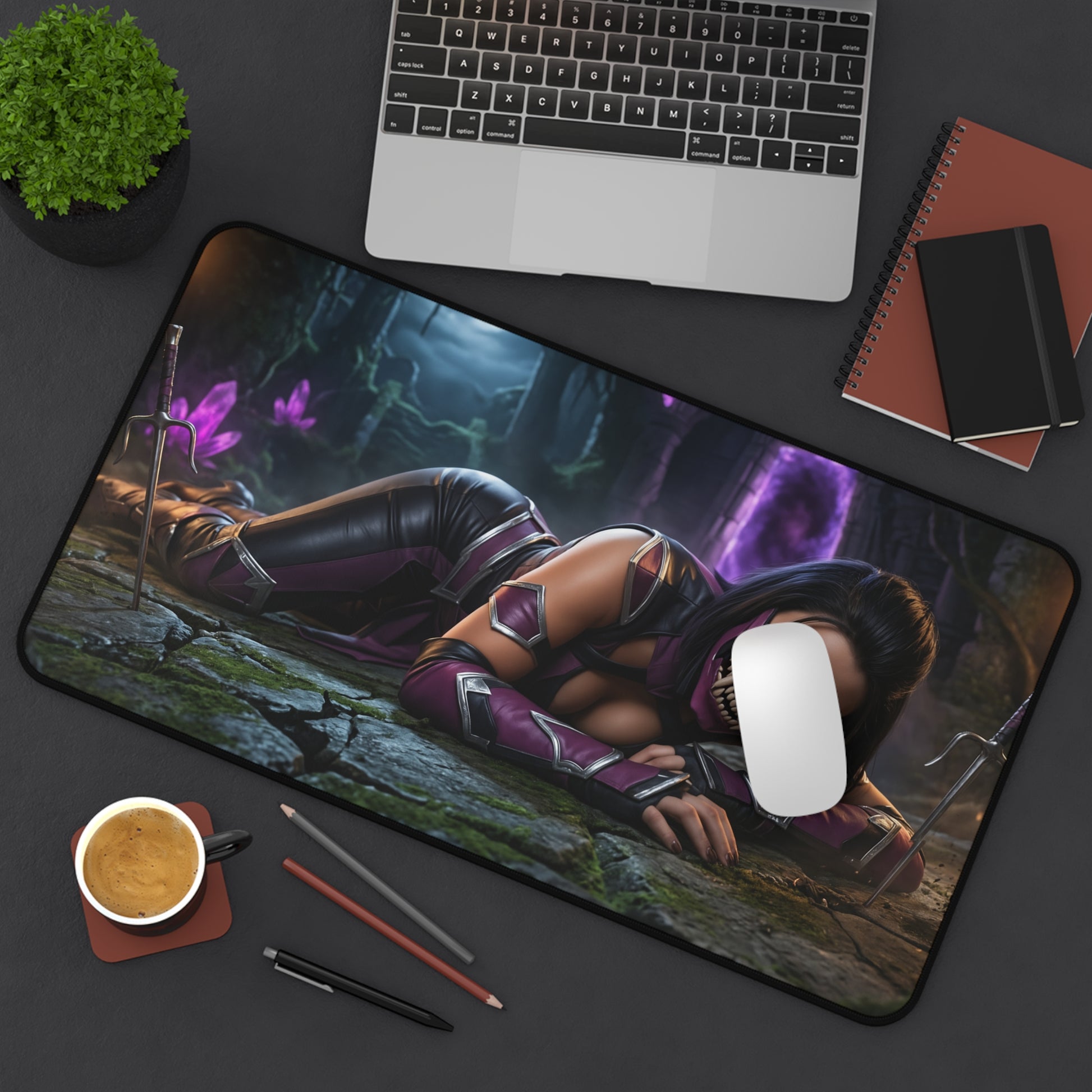 Mileena Gaming Mouse Pad, Mortal Kombat Desk Mat, Fierce Fighter Girl Setup – high‑def Mileena artwork on premium gaming desk mat