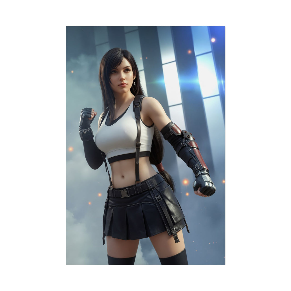 Tifa Lockhart Poster, Final Fantasy VII Art Print  Iconic RPG Heroine - dynamic poster of Tifa in combat-ready pose for gamer rooms and collectors