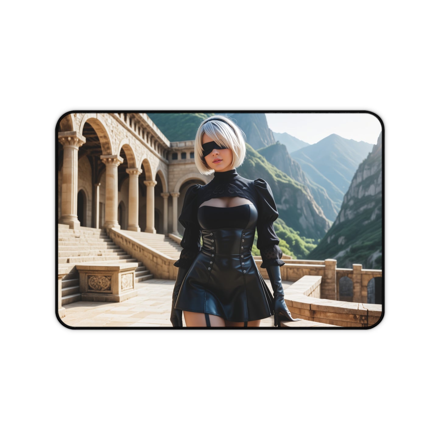 Gaming-Mauspad – 2B Schreibtischunterlage, Nier Automata Heldin, Sci-Fi Gaming-Setup