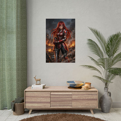 Erza Scarlet Fairy Tail Poster Anime Warrior Woman Wall Art Red Hair Girl Print Armor Character Gaming Room Decor Gift