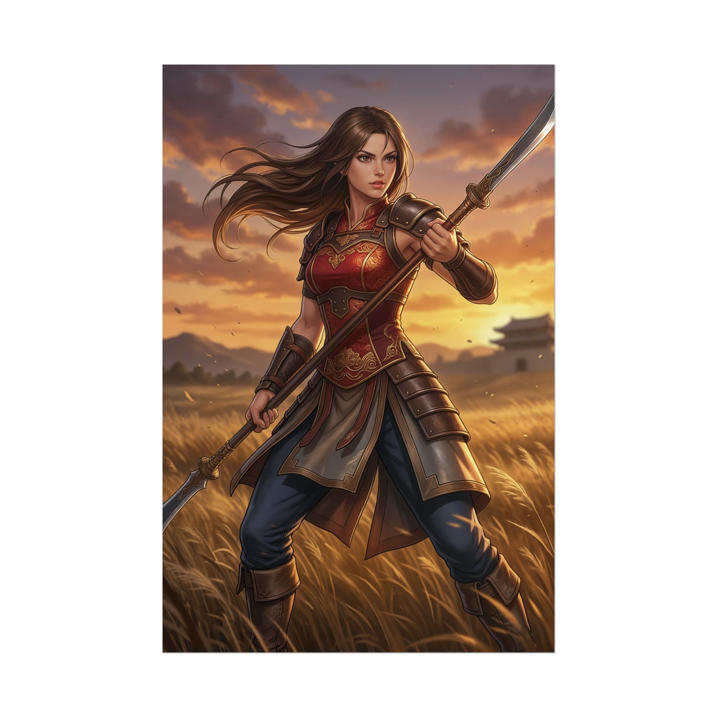 Seong Mi-na Soulcalibur Poster Fighter Woman Wall Art Spear Warrior Girl Print Fighting Game Decor Gaming Room Gift