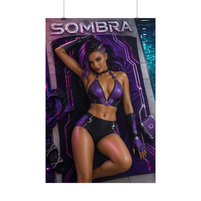 Sombra Overwatch Gaming Poster Wall Art Gamer Room Decor Collectible Print