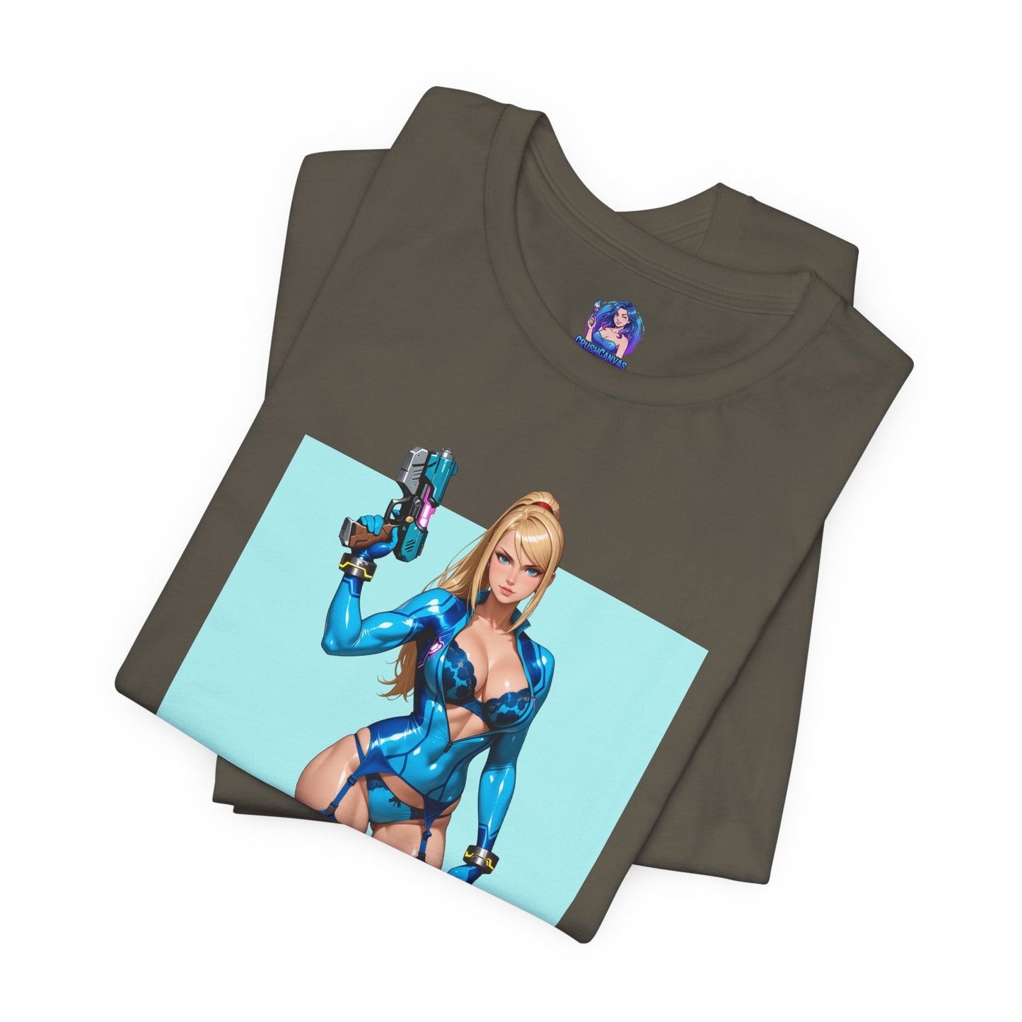 Samus Aran Grafik-T-Shirt | Sci-Fi-Kopfgeldjäger-T-Shirt für Gamer | Anime-Power-Armor-Shirt