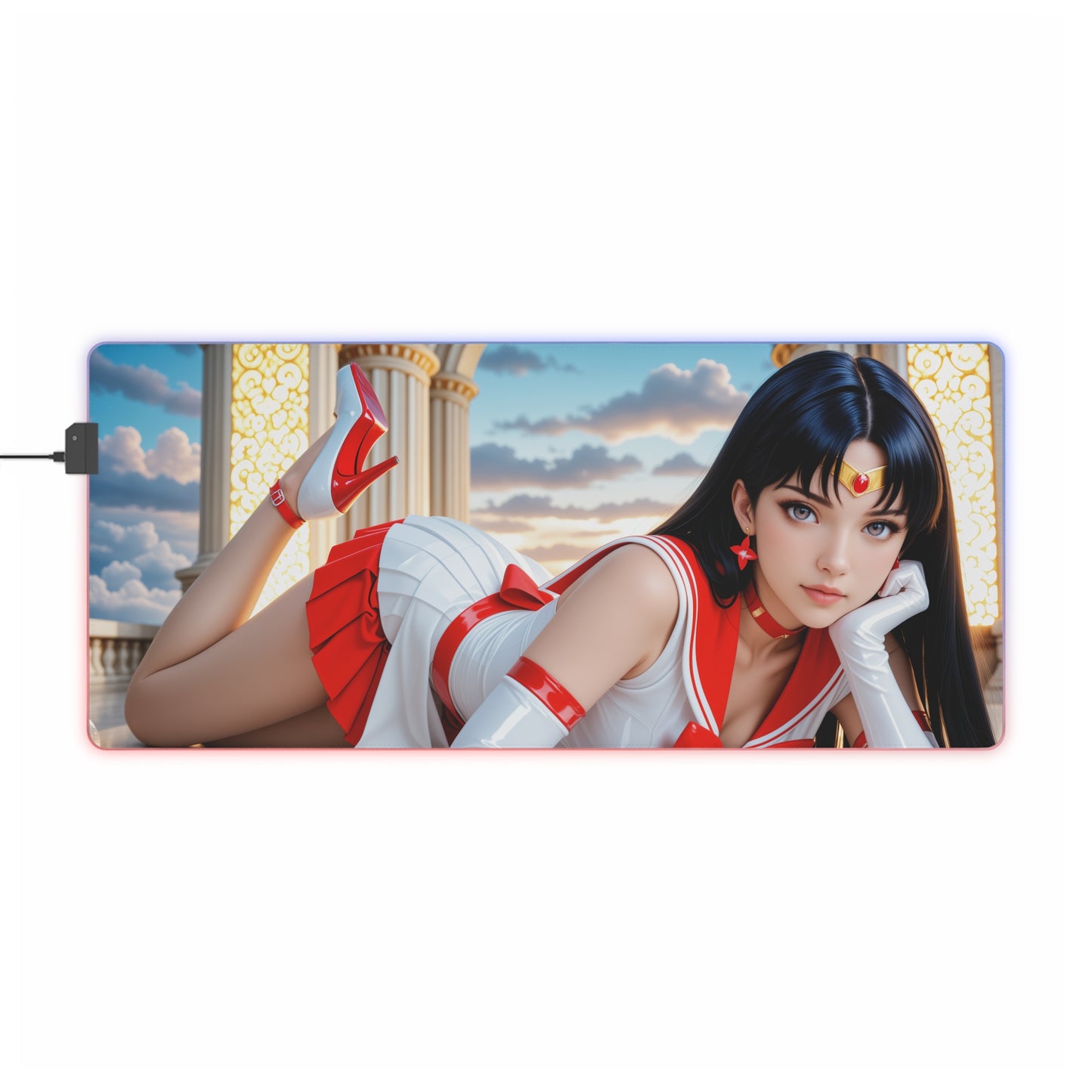 Килимок для столу Sailor Mars – світлодіодний RGB-підкладка, ігровий комплект із зображенням дівчини з аніме Waifu