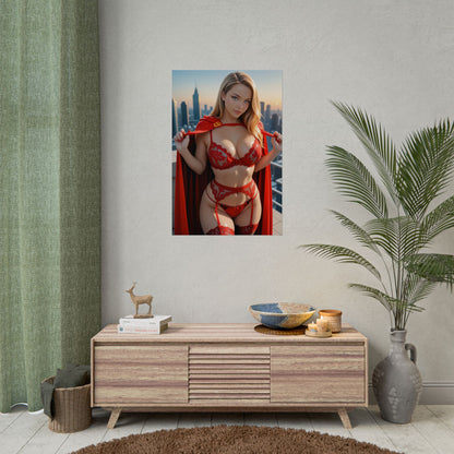 Плакат Супердівчини, художній принт блондинки з аніме-героєм, декор стін із коміксами Вайфу