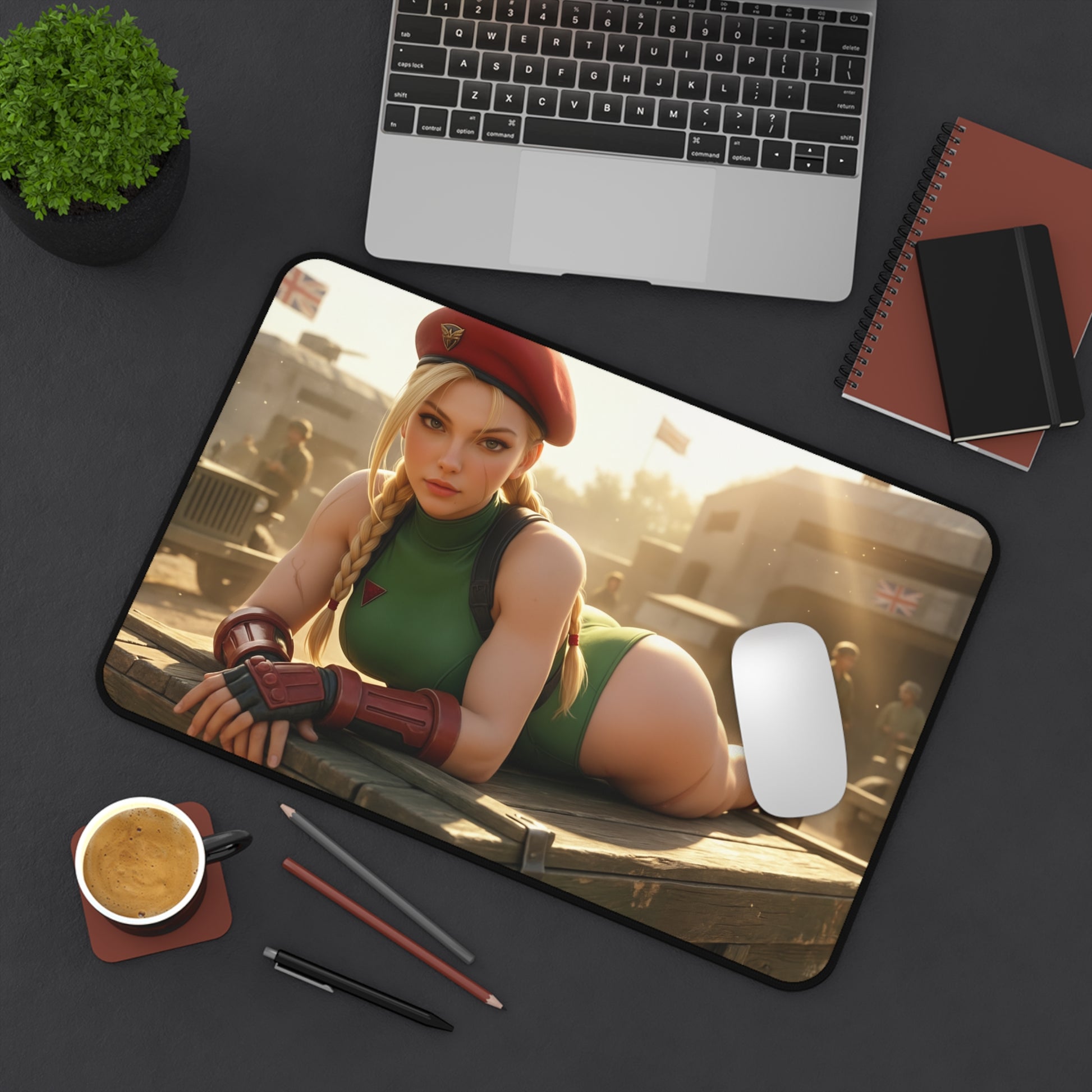 Cammy White Gaming Mouse Pad, Street Fighter Desk Mat, Anime Fighter Girl Setup — premium HD Cammy art on gaming desk mat for competitive players