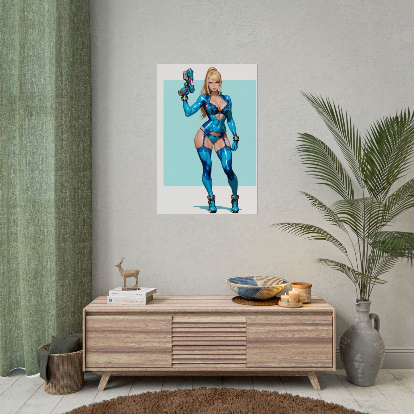 Samus Aran Wandbild, Poster einer futuristischen Heldin, Anime-Mädchen-Dekoration