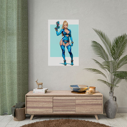 Samus Aran Wandbild, Poster einer futuristischen Heldin, Anime-Mädchen-Dekoration
