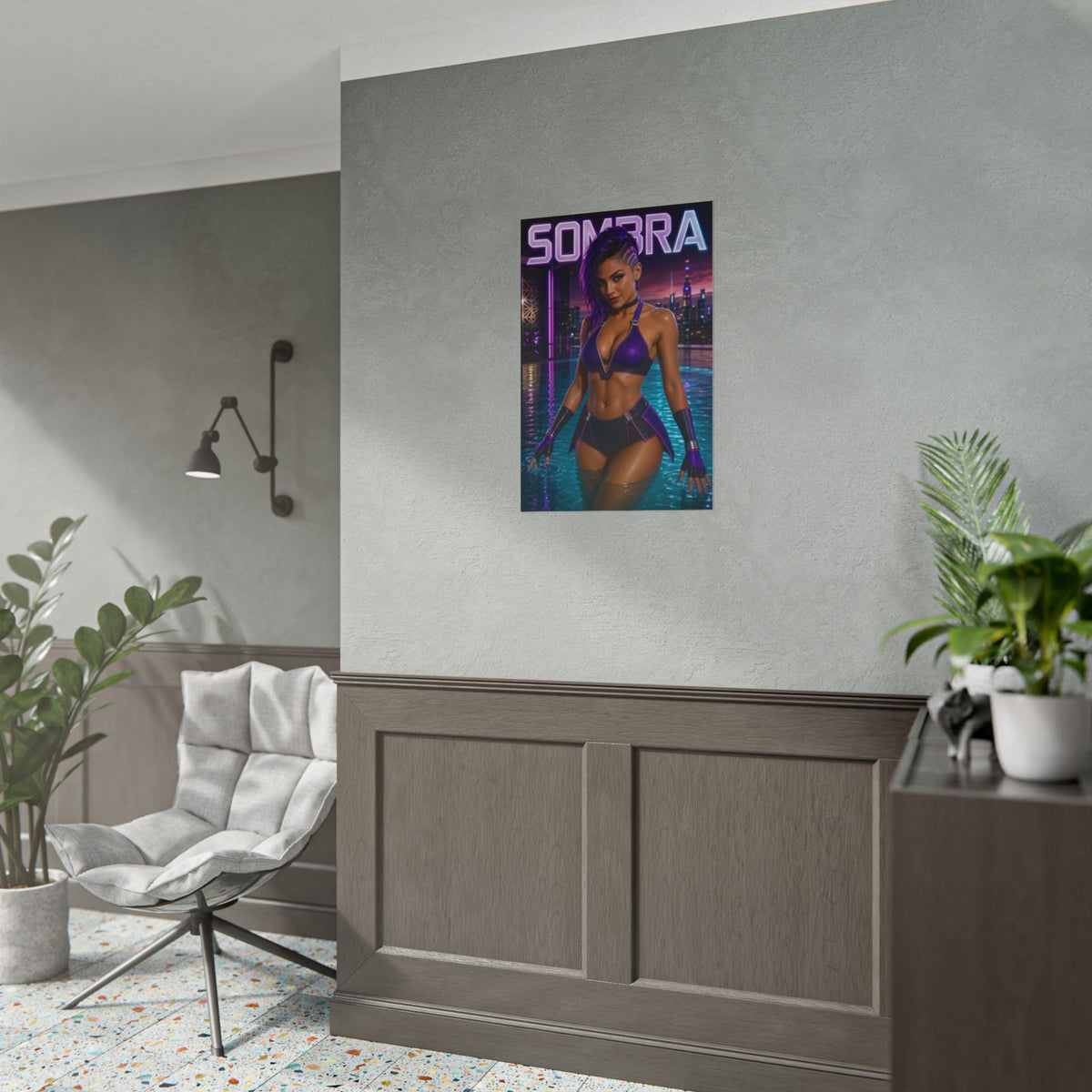 Gaming Wall Art Sombra Overwatch Poster Bedroom Game Room Decor Art Print