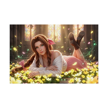 Aerith Final Fantasy Poster, Anime Wall Art, Gaming Print, Room Decor