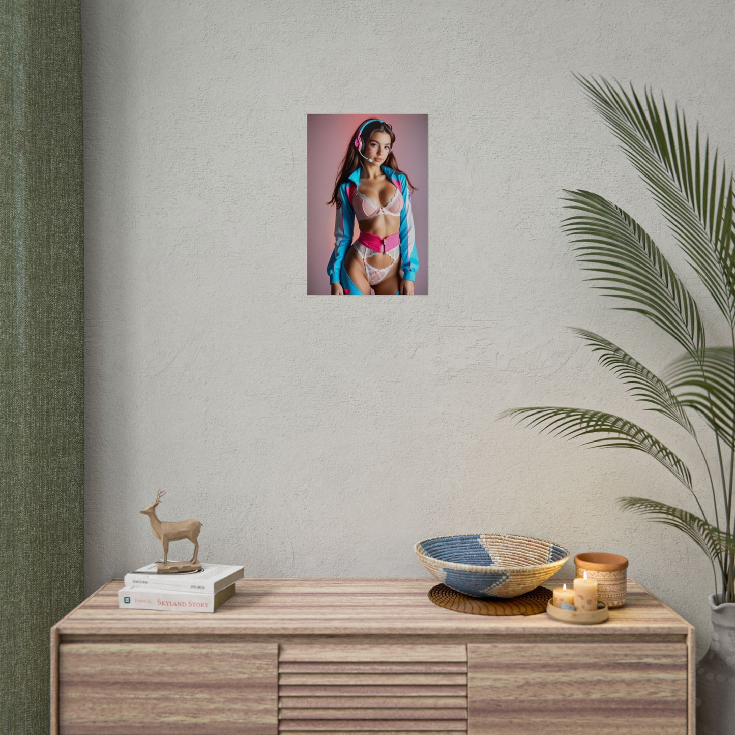 D.Va Poster, Overwatch Anime Girl Art Print, Waifu Gamer Wall Decor