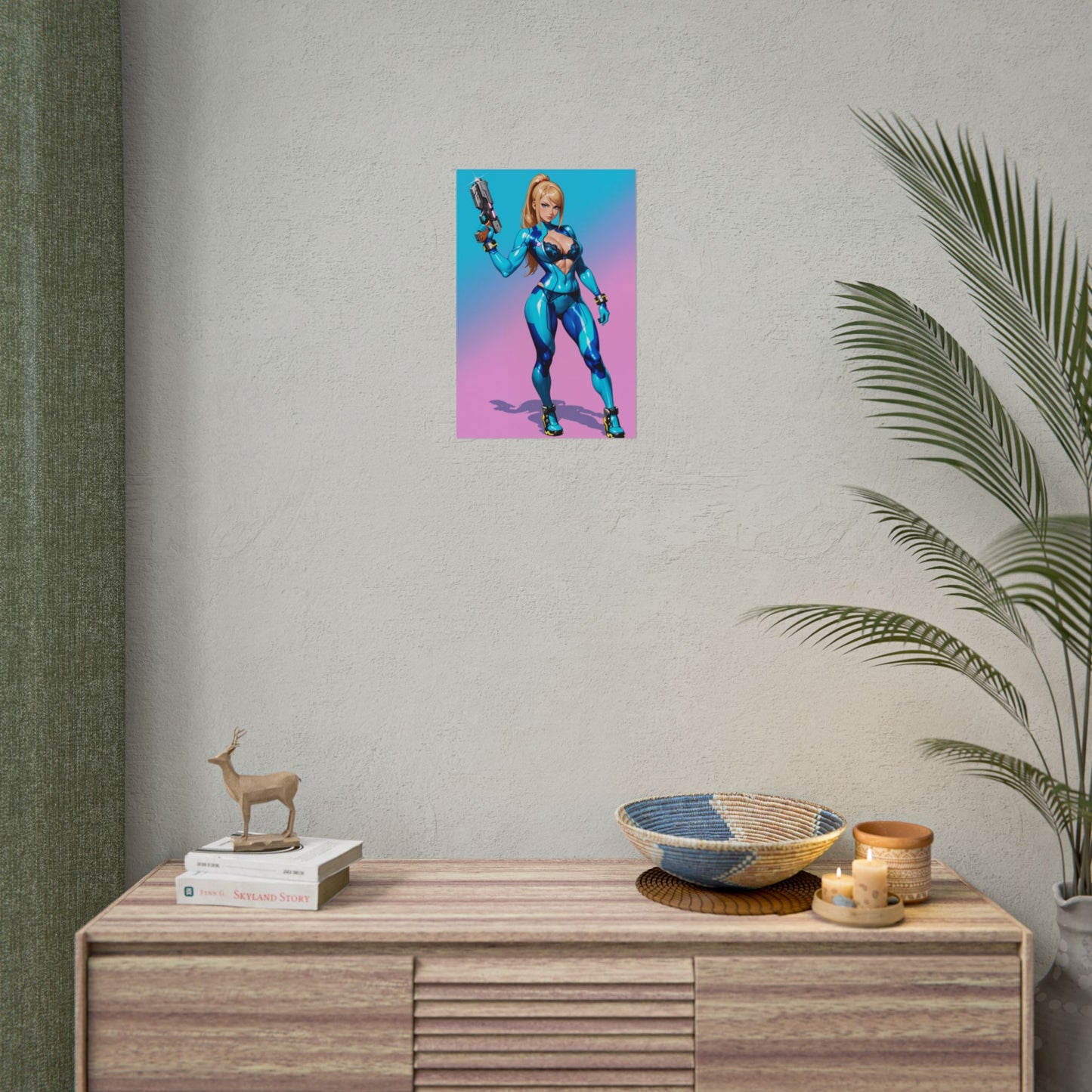Плакат Самус Аран, художній принт із науково-фантастичною аніме-дівчиною, декор кімнати для геймерів у стилі Вайфу