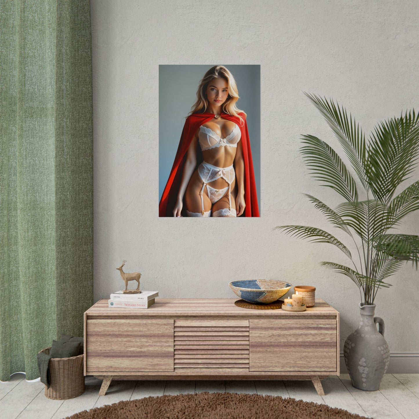 Supergirl-Poster, Kunstdruck eines blonden Anime-Mädchens, Wanddeko mit Waifu-Heldin