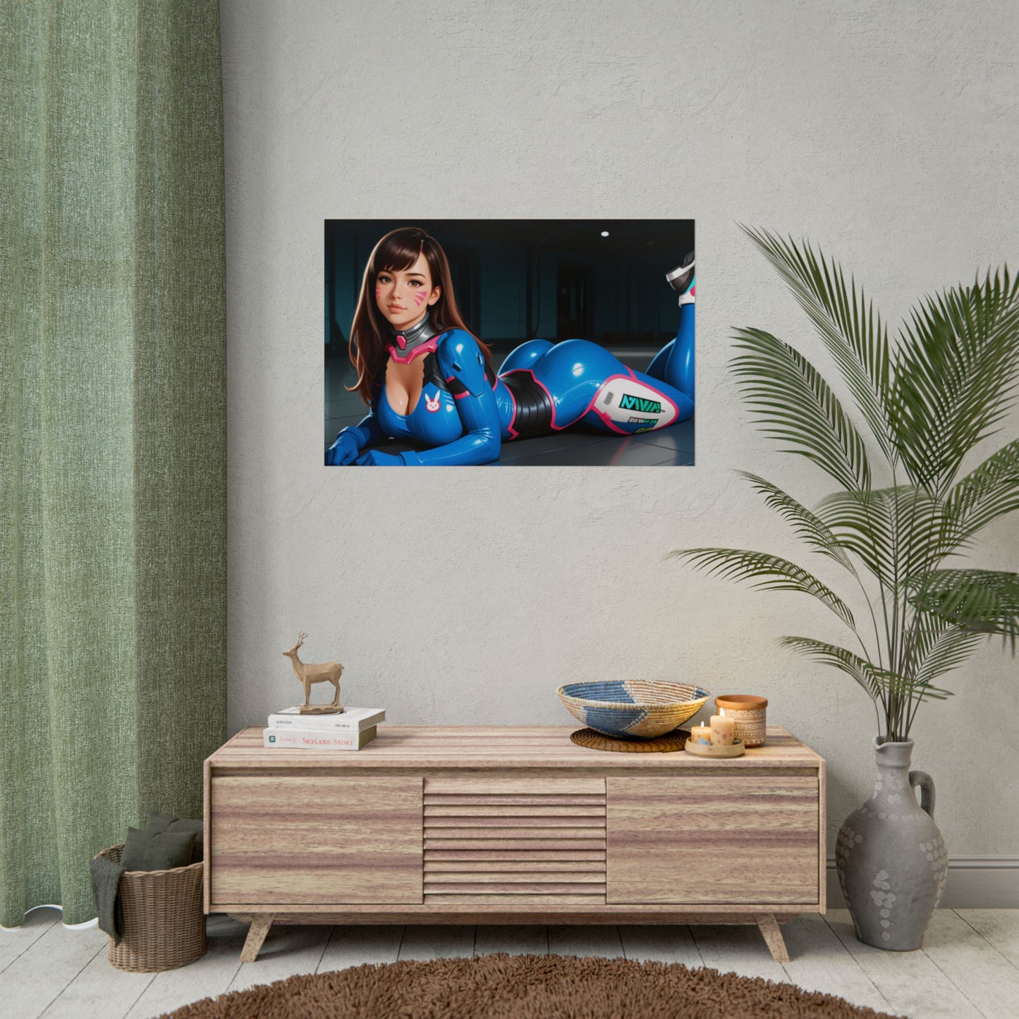 Настінне мистецтво з ігровим вайфу | Аніме-постер D.Va для облаштування або декору спальні