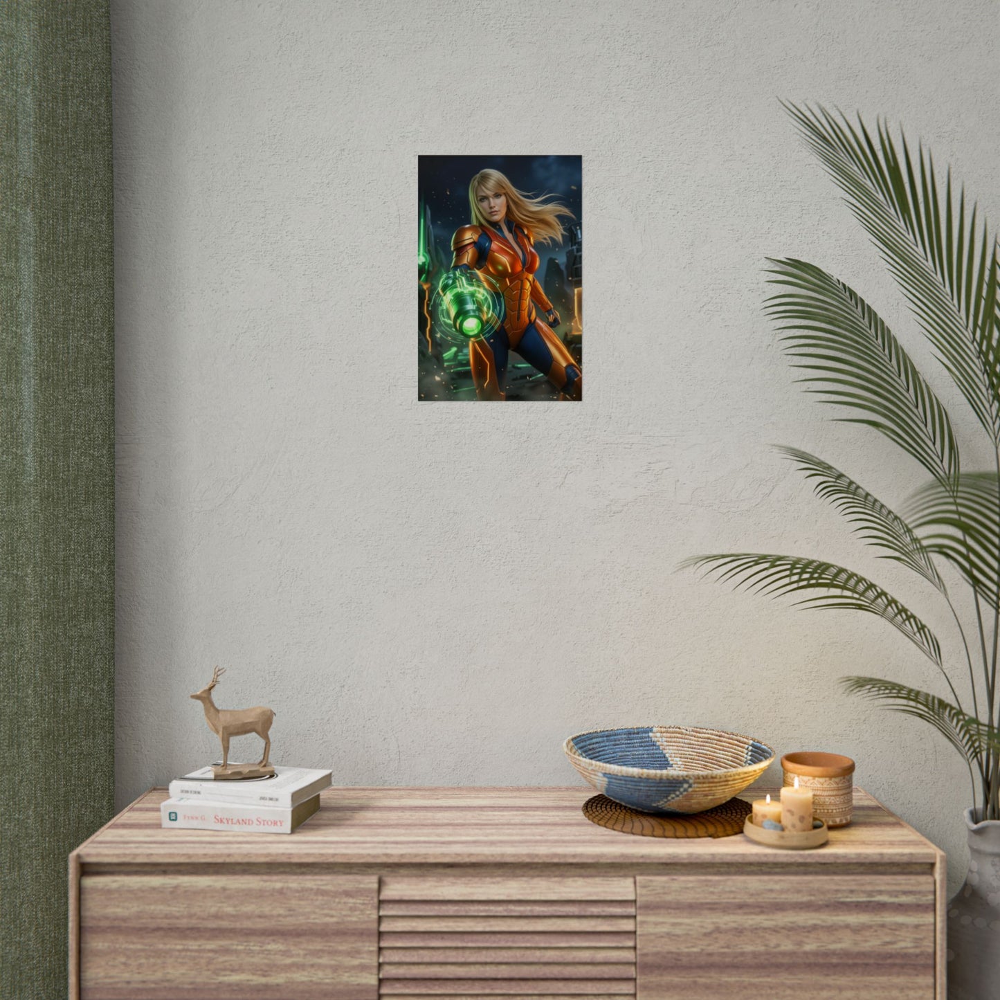 Samus Aran Art Print, Sci Fi Game Poster, Futuristic Warrior Girl Wall Decor, Gaming Room Decor, Gamer Gift