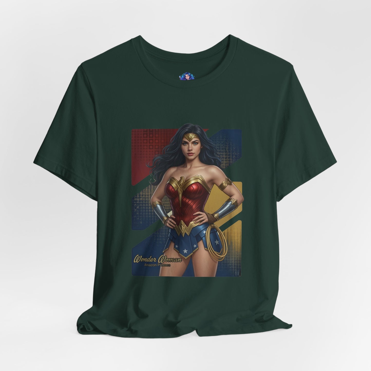 Wonder Woman T-Shirt | DC Comics Anime Tee for Gamers & Hero Fans featuring anime-style Wonder Woman on Bella Canvas 3001 unisex tee