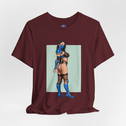 Kitana Grafik-T-Shirt | Mortal Kombat T-Shirt für Otakus und Kampfspielfans | Blaues Ninja-Waifu-Shirt