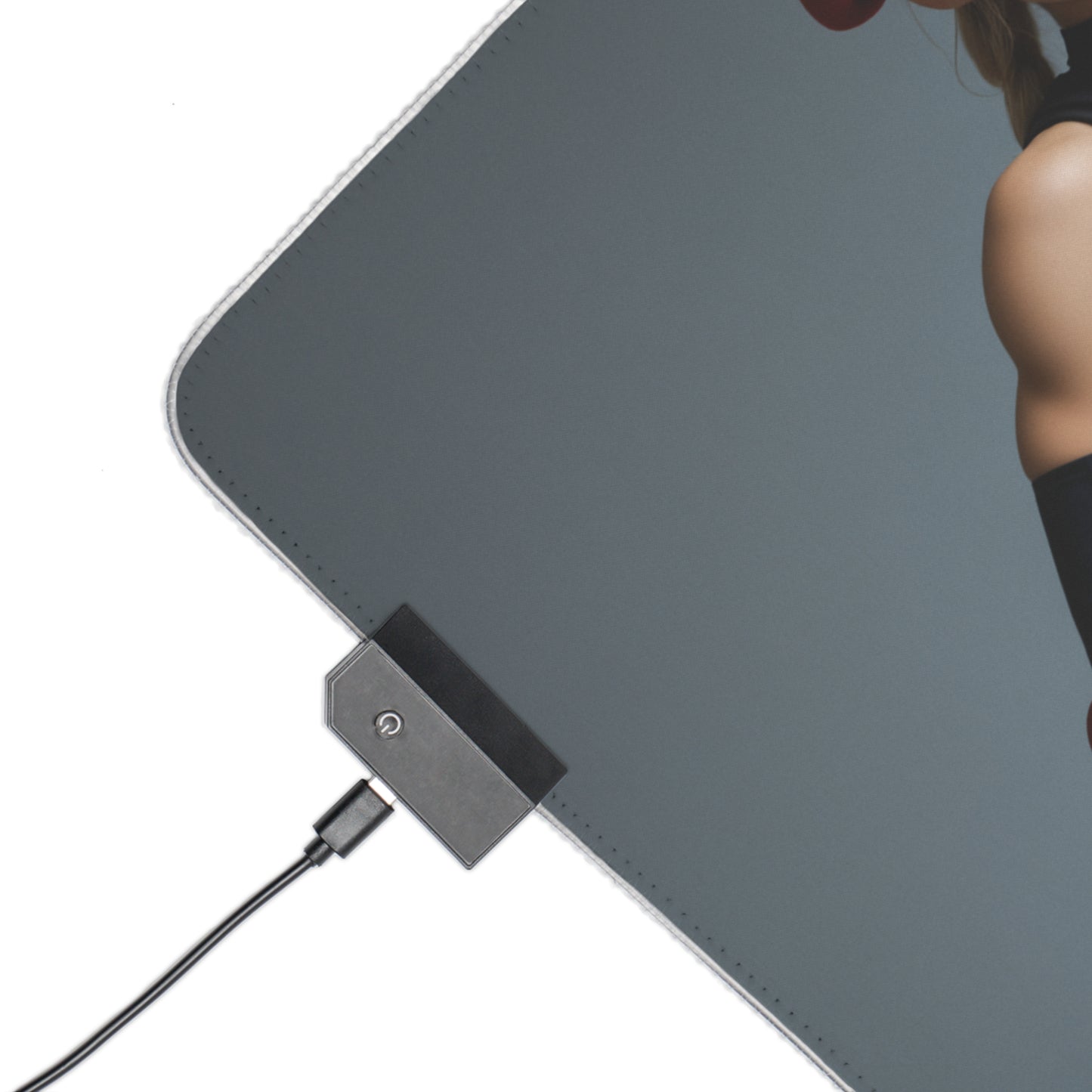 Білий килимок для столу Cammy – світлодіодний RGB-підкладка, ігровий комплект із зображенням дівчини-аніме Fighter Waifu