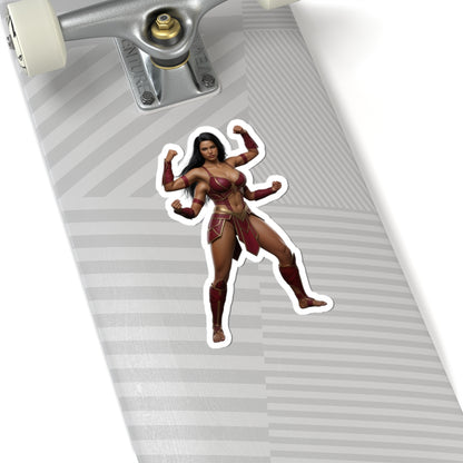 Sheeva Sticker – Mortal Kombat Vinyl Sticker for Laptops & Indoor Decor on skateboard deck, glossy durable vinyl, crisp colorful character art