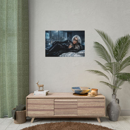 Schwarze Katze Poster, Comic Wandkunst, Superhelden-Druck, Raumdeko