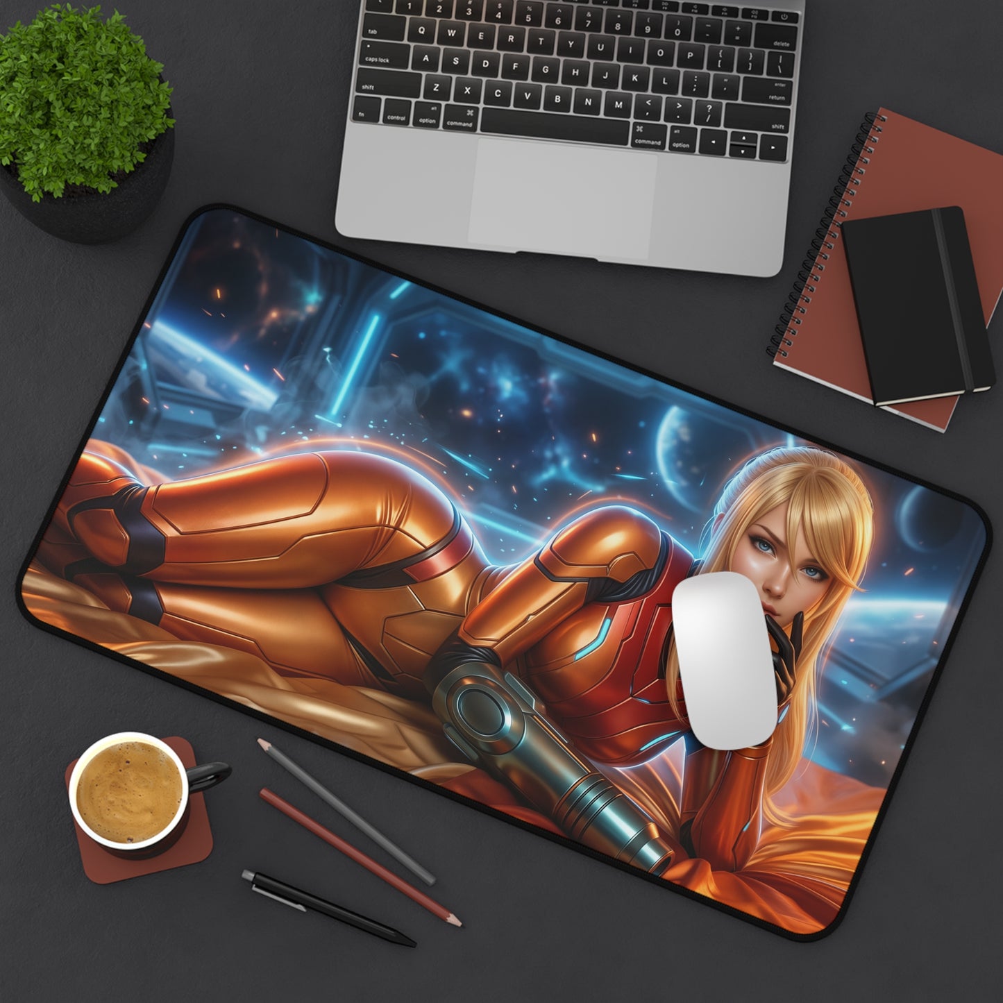 Sci-Fi Mouse Pad, Samus Aran Desk Mat, Large Desk Pad