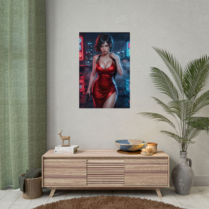 Ada Wong Resident Evil Poster Spy Woman Wall Art Red Dress Girl Print Action Character Gaming Room Decor Gift