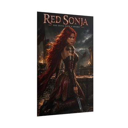 Red Sonja Poster, Fantasy Wall Art, Warrior Print, Sword And Sorcery Decor