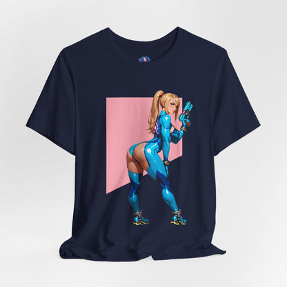 Samus Aran T-Shirt | Sci-Fi-Heldin-Shirt für Gamer und Otaku-Fans | Zero Suit Kriegerin-Shirt