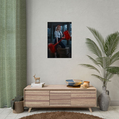 Power Poster, Chainsaw Man Art Print, Iconic Fiend Character Wall Decor featuring Blood Fiend art in modern living room setup