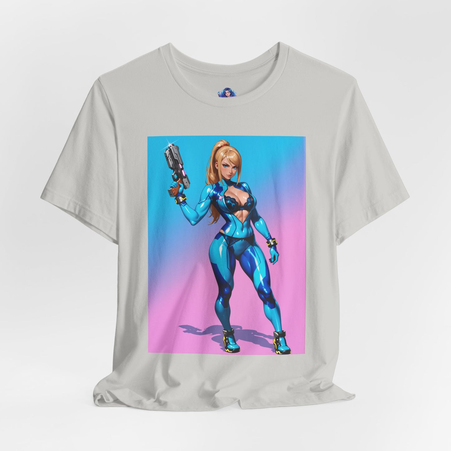 Samus Aran Grafik-T-Shirt | Sci-Fi-Kopfgeldjäger-T-Shirt für Gamer | Anime-Kriegerinnen-Shirt
