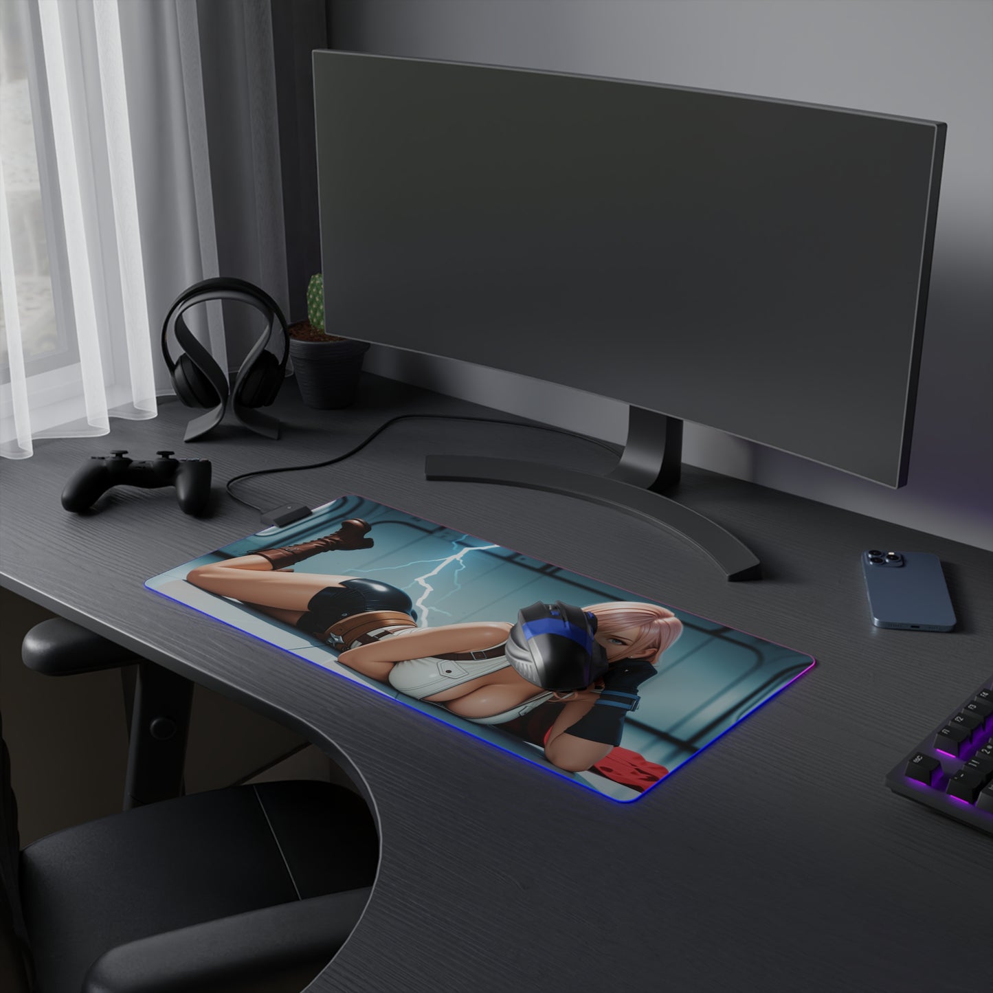 Килимок для столу Lightning – світлодіодний RGB-підкладка, ігровий комплект для дівчат з аніме Waifu