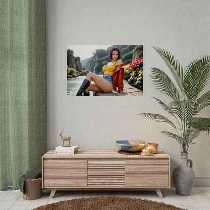 Anime-Waifu-Poster | Faye Valentine-Druck für Retro-Sci-Fi-Zimmerdeko