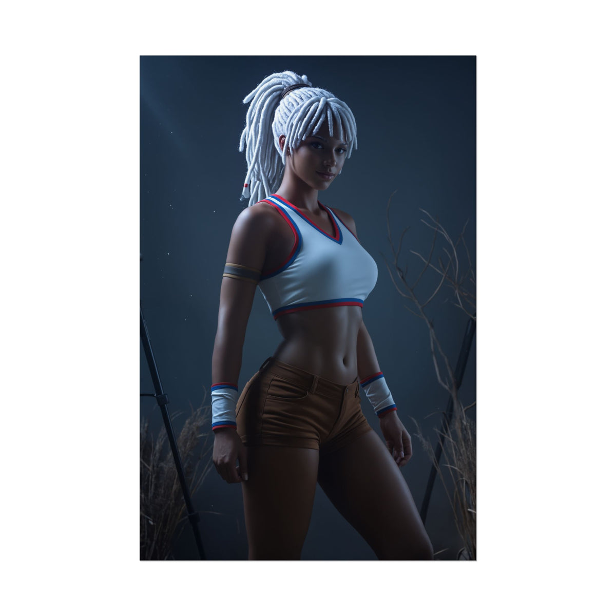 Elena Poster, Street Fighter Art Print  Iconic Fighting Game Heroine; vibrant ultra-high-res poster of Elena in athletic pose for gaming rooms