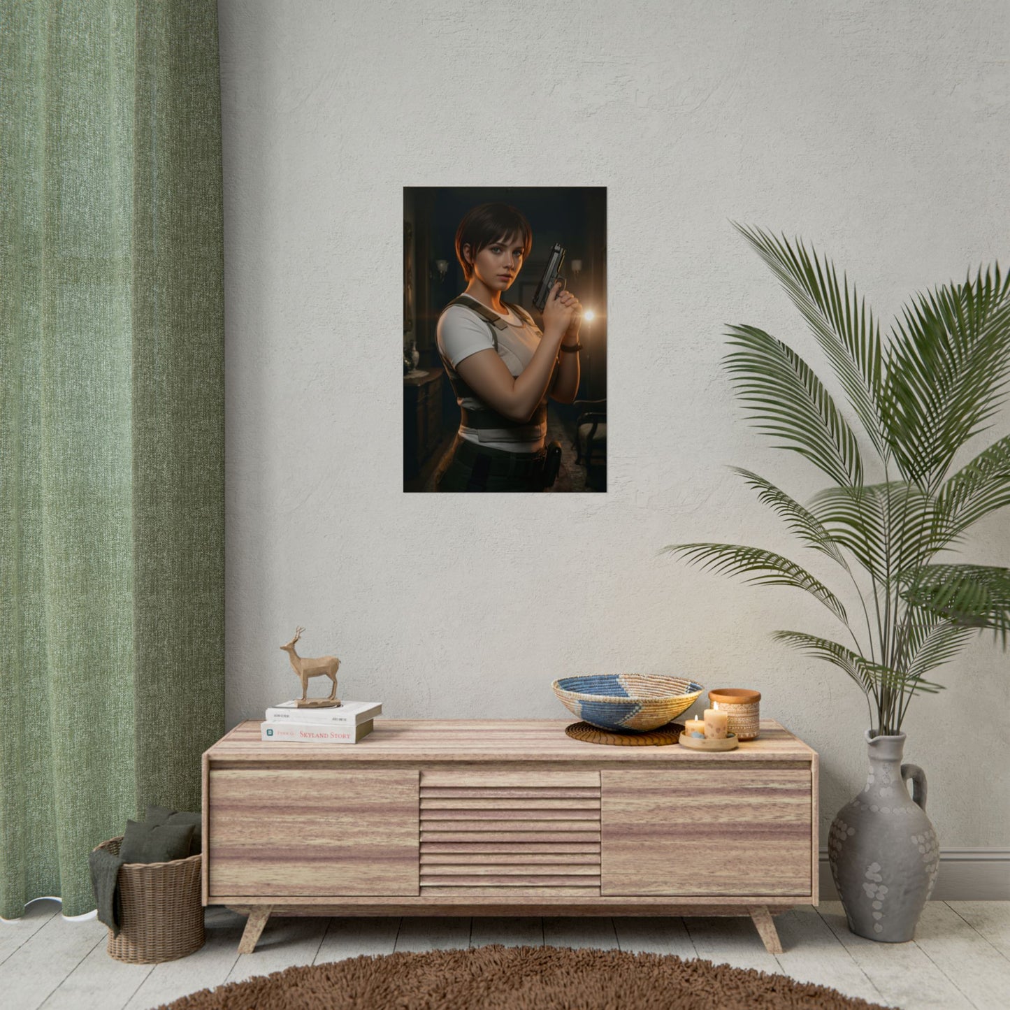 Rebecca Chambers Poster, Resident Evil Art Print – Iconic Survival Heroine wall art displayed in modern gaming room