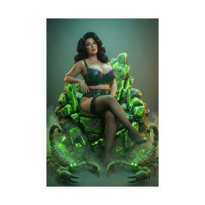 Fallout Power Woman Poster / Fallout Power Wall Art / Fallout Power Art Print / Fallout Poster - cinematic Fallout woman seated on glowing green throne, strong confident look