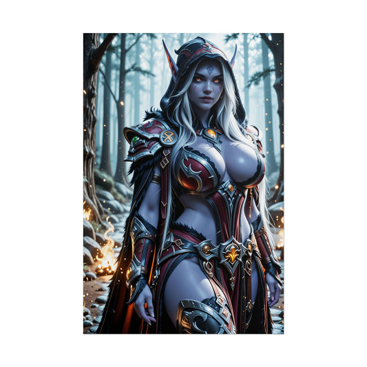 Elven Archer Poster – Dark Fantasy Wall Art Print, Anime Decor