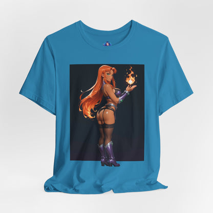 Starfire-T-Shirt mit Grafik | DC Comics-T-Shirt für Otakus und Cosplay-Fans | Sexy Alien-Heldin-Shirt