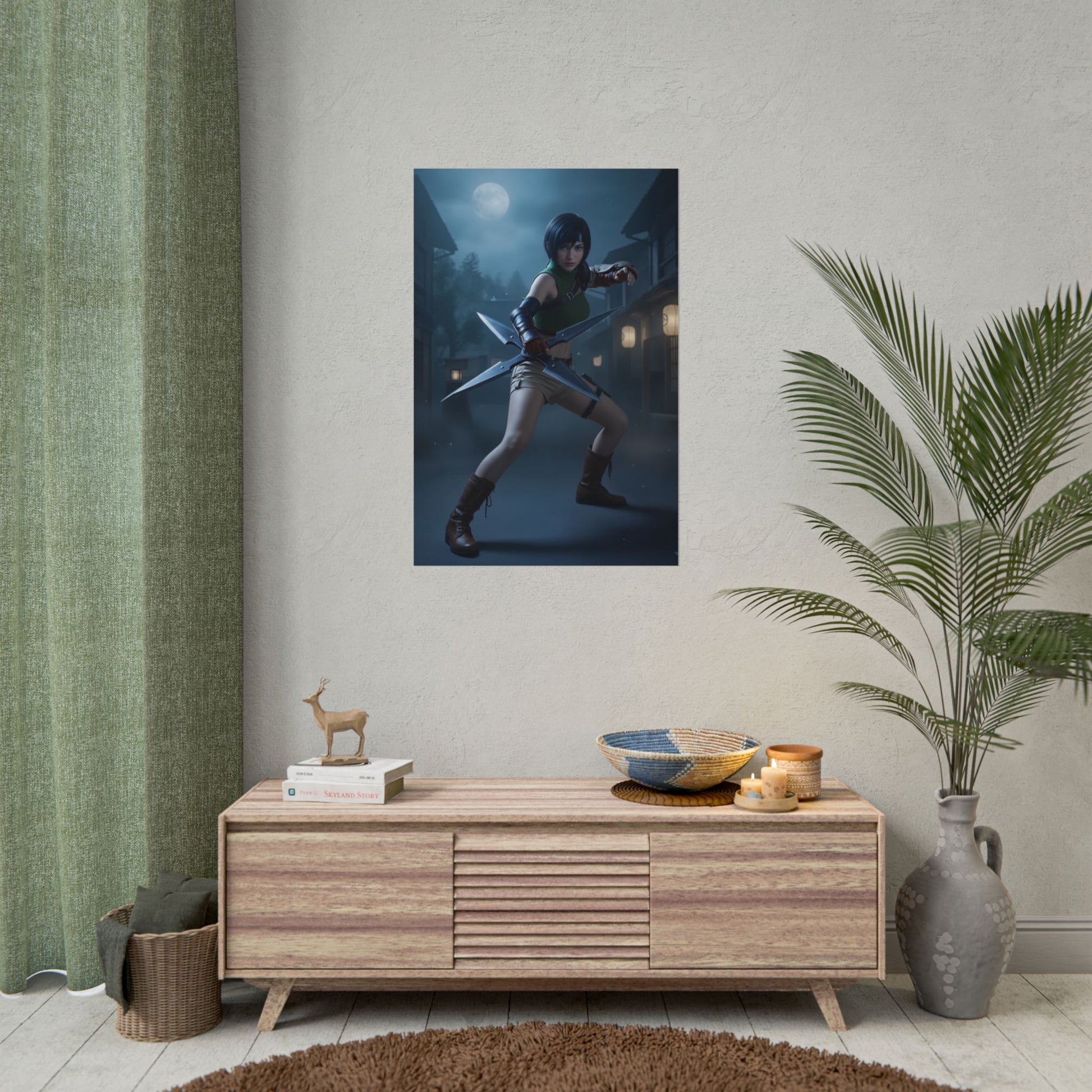 Yuffie Poster, Final Fantasy Art Print – Classic RPG Wall Art for Gamers - ultra-high resolution Yuffie character poster in gamer room