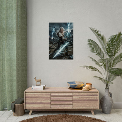 Ciri Witcher Poster, Witcher Wall Art Print, Fantasy Sword Girl Decor, RPG Game Wall Art, Gamer Room Poster