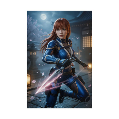Kasumi Dead or Alive Poster, DOA Wall Art Print, Fighting Game Girl Decor, Ninja Warrior Art, Gamer Room Poster