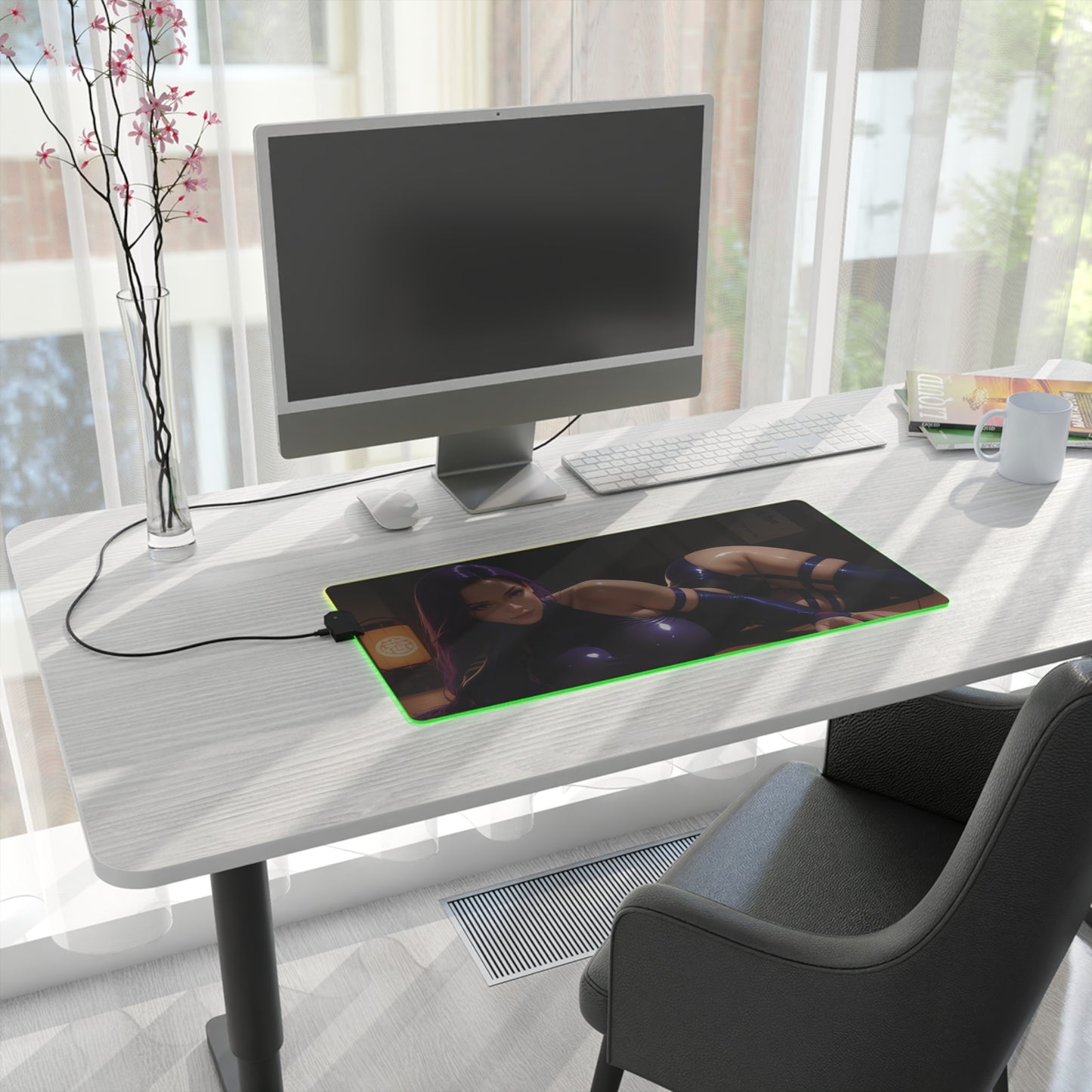 Килимок для столу Psylocke – світлодіодний RGB-підсвітка, ігровий комплект із зображенням дівчини з аніме Вайфу