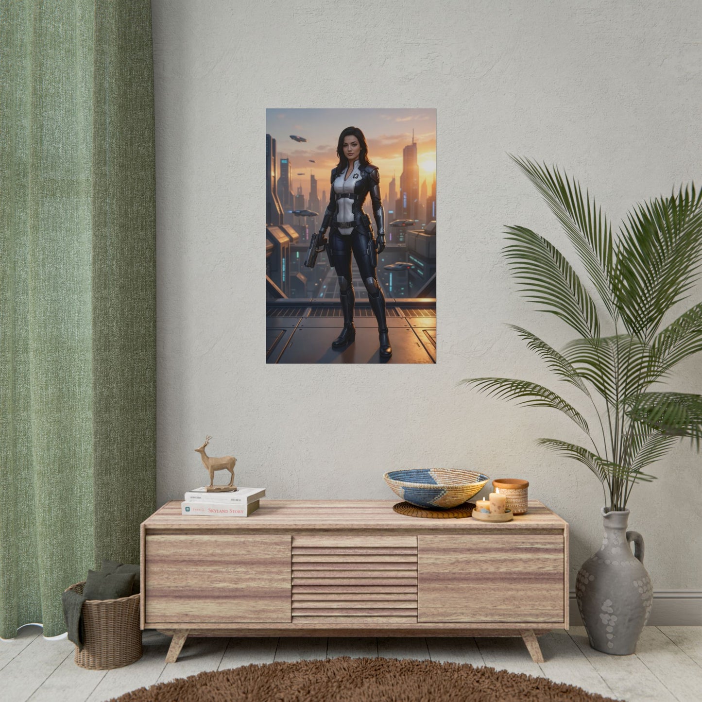Miranda Lawson Poster, Mass Effect Art Print, Iconic Sci-Fi Character on modern interior wall, gaming room decor