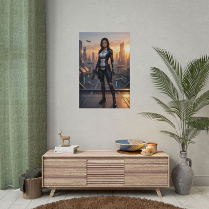 Miranda Lawson Poster, Mass Effect Art Print, Iconic Sci-Fi Character on modern interior wall, gaming room decor