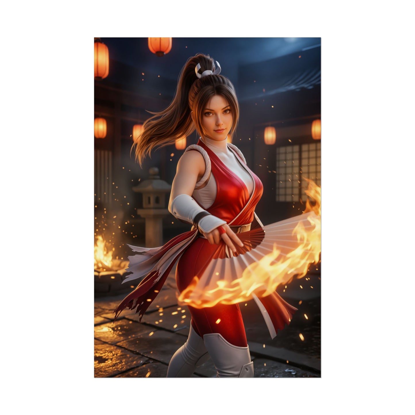 Mai Shiranui Poster, King of Fighters Wall Art Print, Fighting Game Girl Decor, Anime Style Wall Art, Gamer Gift