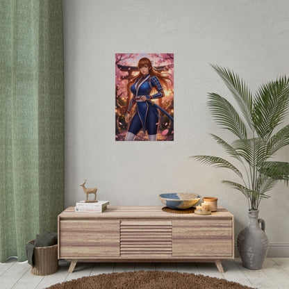 Kasumi Dead or Alive Poster Ninja Woman Wall Art Fighter Girl Print Red Outfit Character Gaming Room Decor Gift