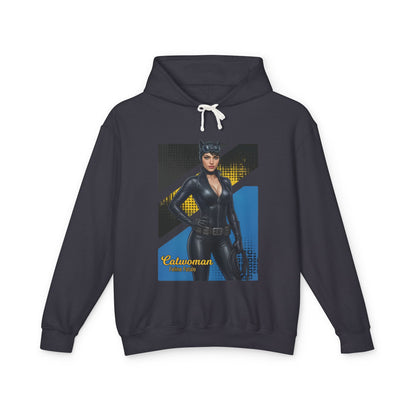 Catwoman Hoodie | DC Comics Hoodie | Anime Gotham Anti-Heroine Pullover — black pullover with anime-style Catwoman front graphic