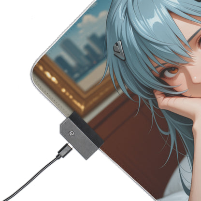 Rei Ayanami Desk Mat – LED RGB Pad, Waifu Anime Girl Gaming Setup