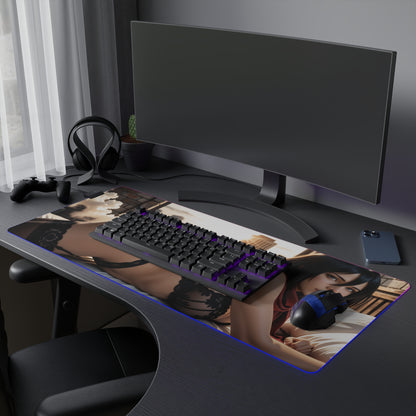 Mikasa Ackerman Desk Mat – LED RGB Pad, Protective Waifu Girl Setup