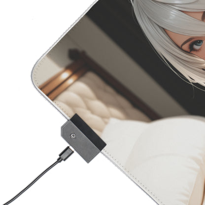 2B Desk Mat – LED RGB Pad, Waifu Android Anime Girl Gaming Setup
