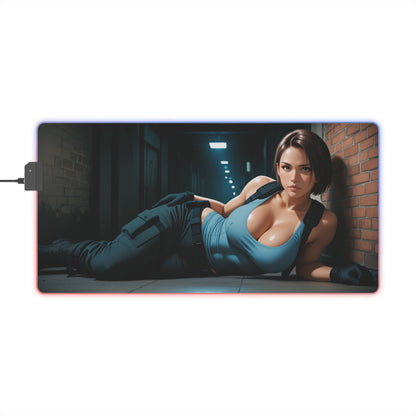 Jill Valentine Schreibtischunterlage – LED RGB-Pad, Waifu Anime Girl Gaming-Setup